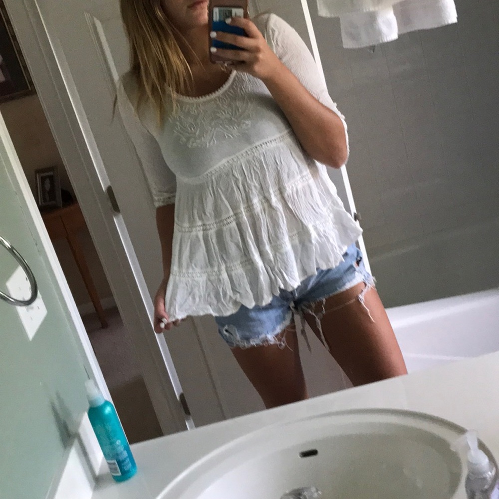 white flowy lacy shirt